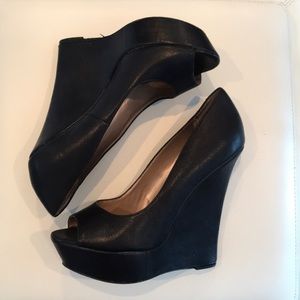 Platform Peep-Toe Wedges